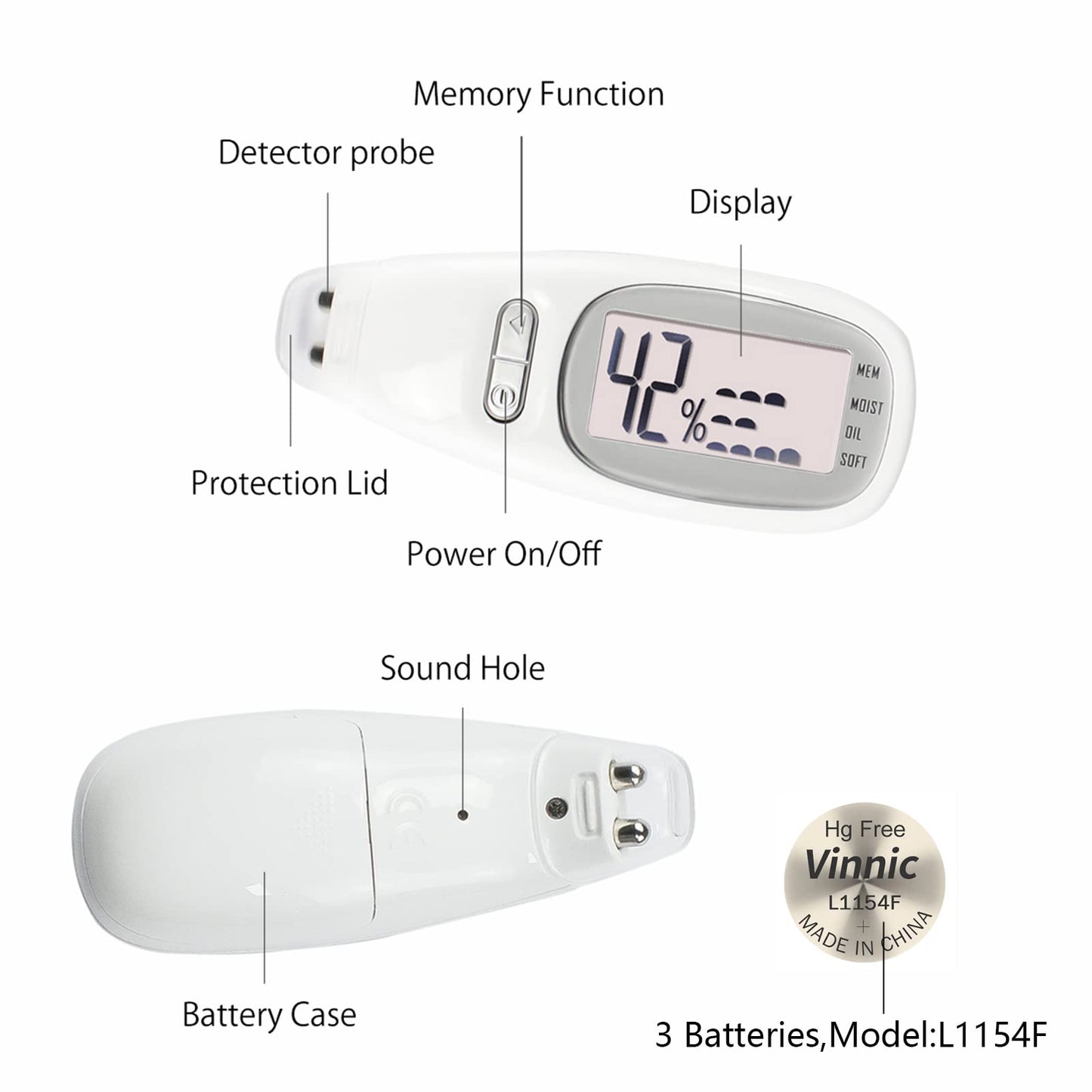 SHQYMBLT Portable digital facial moisture tester skin analyzer facial hydration corneometer skin hydration meter water oil tester for face skin care with backlight LCD display gifts for girls women