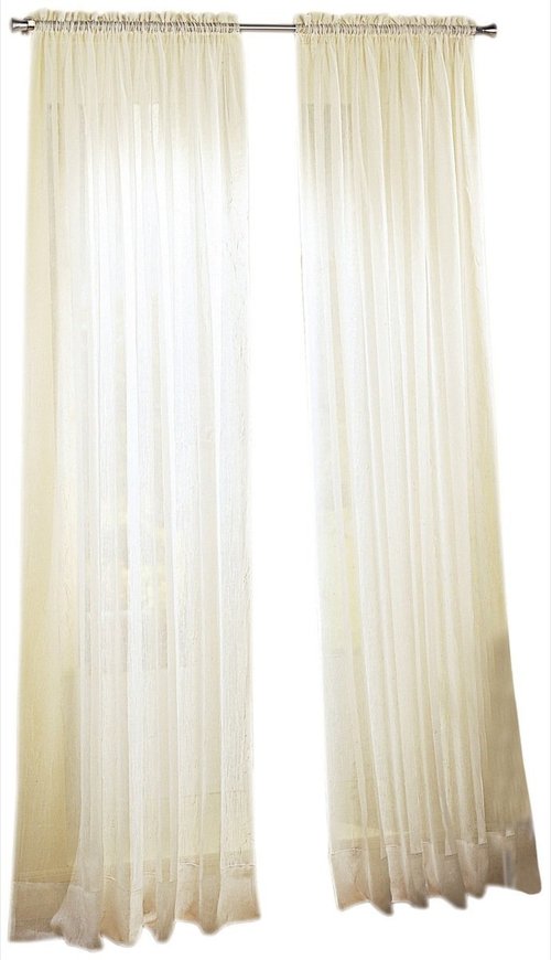 No. 918 Erica Crushed Sheer Voile Rod Pocket Curtain Panel, 51" x 84", Eggshell Off-White