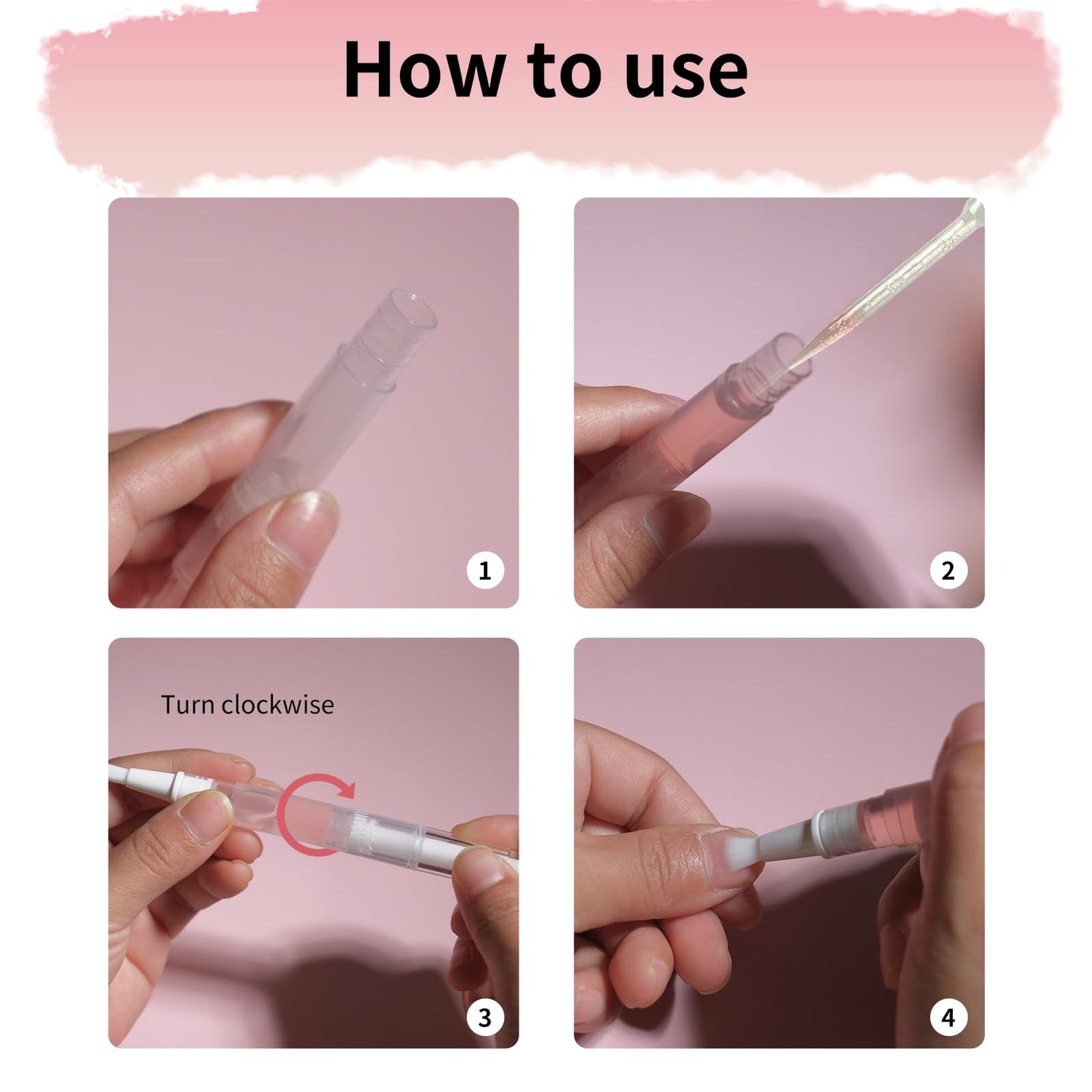 50 Pack 3 ML Transparent Twist Pens 10 Pcs dropper Empty Cuticle Nail Oil Pen Nail Applicators with Brush Tip Cosmetic Lip Gloss Containers Applicators with 10 labels Eyelash Growth Liquid Tube