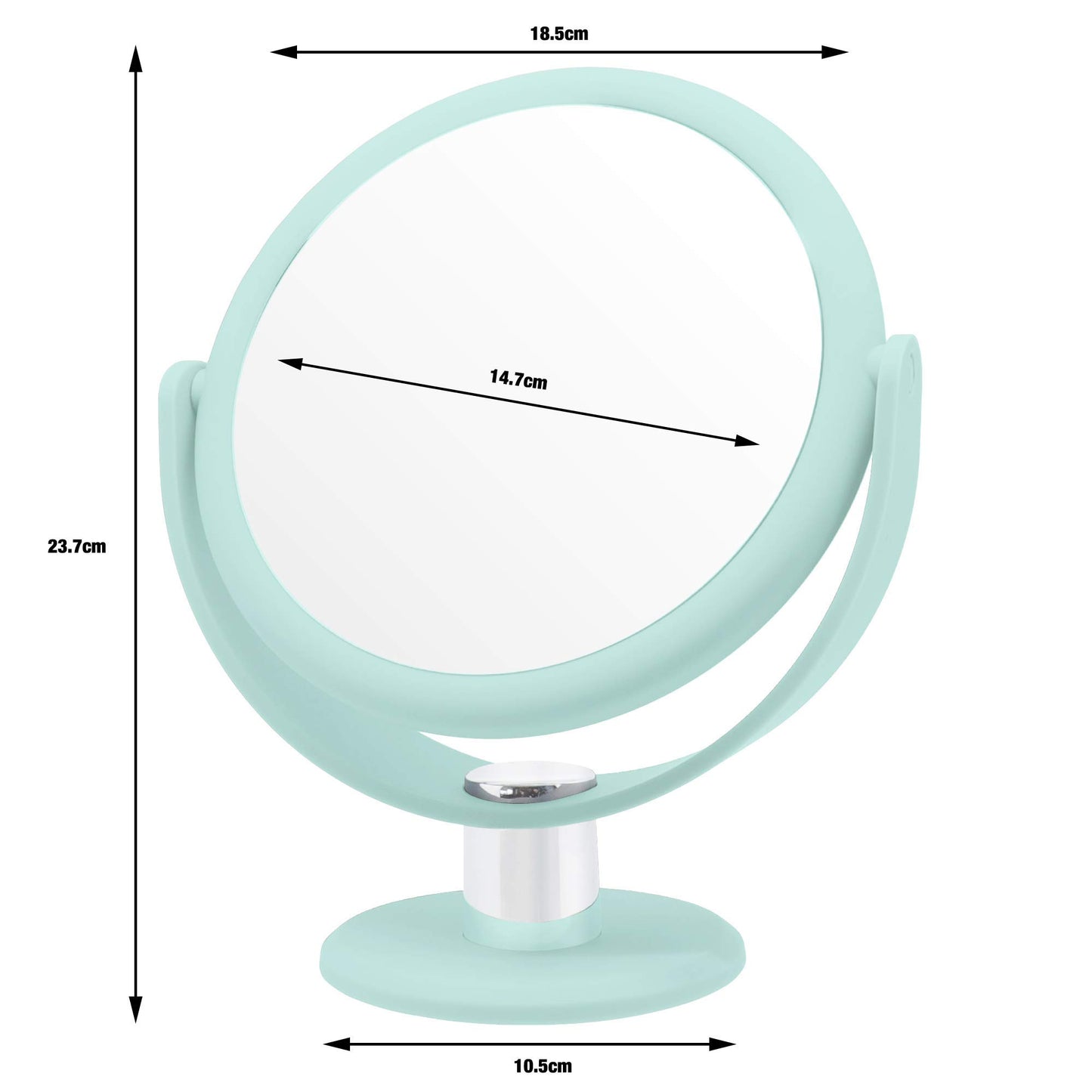 Danielle,Tabletop Mount 10X Soft Touch Round Vanity Mirror, Seafoam (Pack of 2)