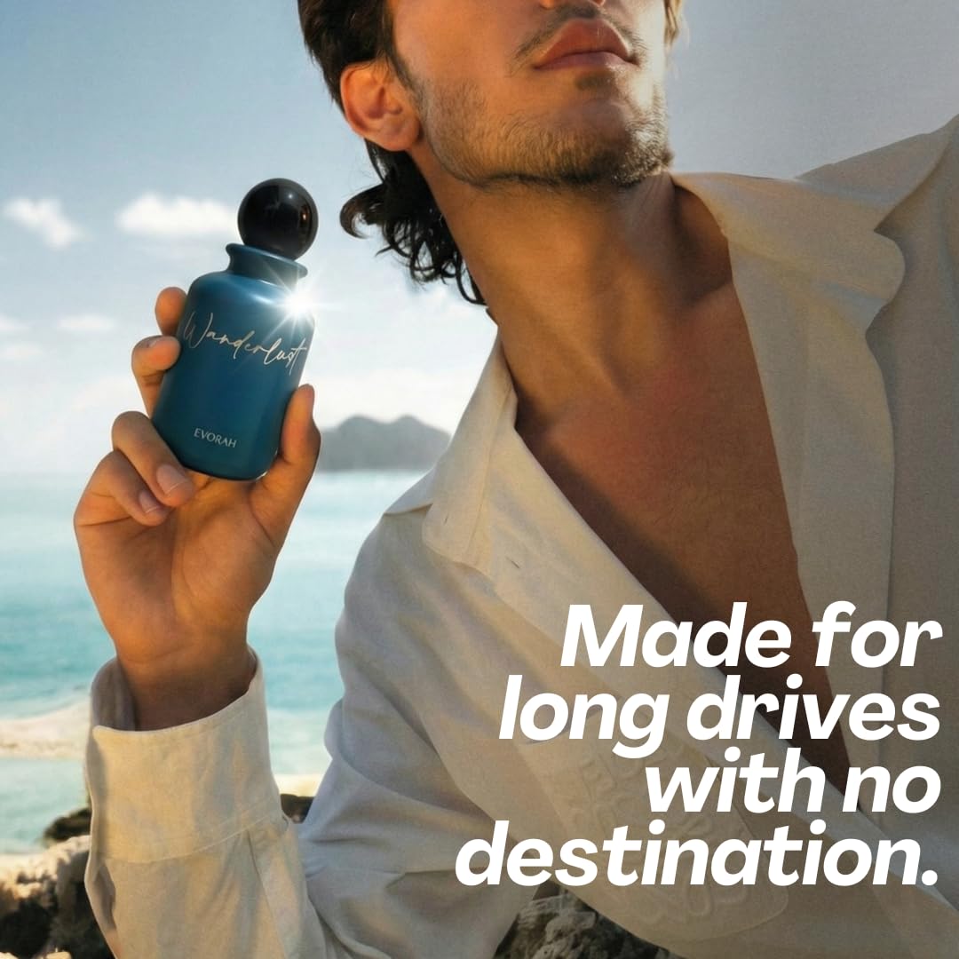 House of Evorah Wanderlust Men's Eau De Parfum (3.308 fl oz) – Long Lasting Perfume for Men | Chemical-Free Luxury Fragrance | Ideal Cologne for Beach Vacations