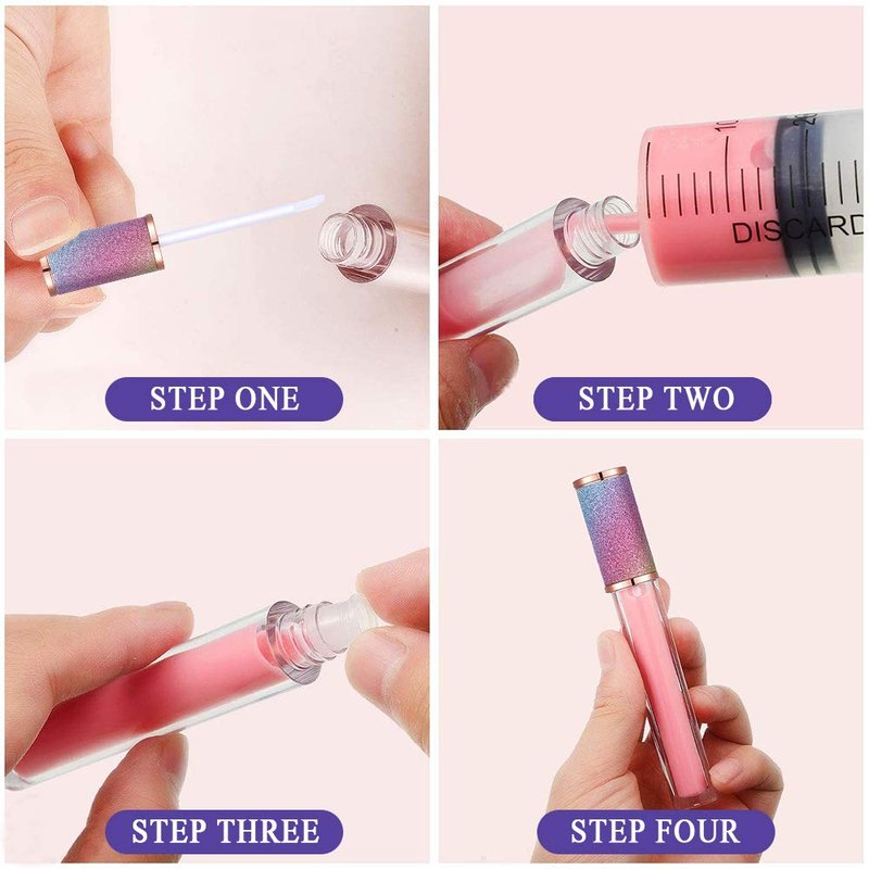 AMORIX 25 Pack Diamond Lip Gloss Tubes - 5ml Rhinestone Containers | Includes Syringes & Labels for DIY Kits