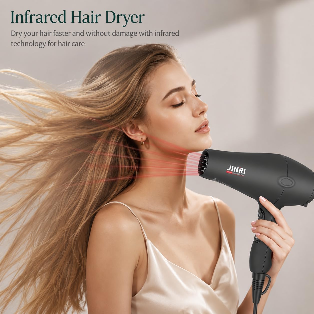 JINRI 1875w Professional Tourmaline Hair Dryer, Salon Hair Blow Dryer