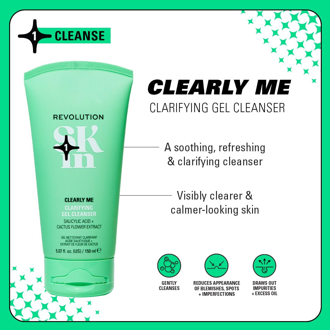 Clearly Me 2% Salicylic Acid Cleansing Gel - Hydrating Face Wash for Oily Skin | 11.69 fl oz