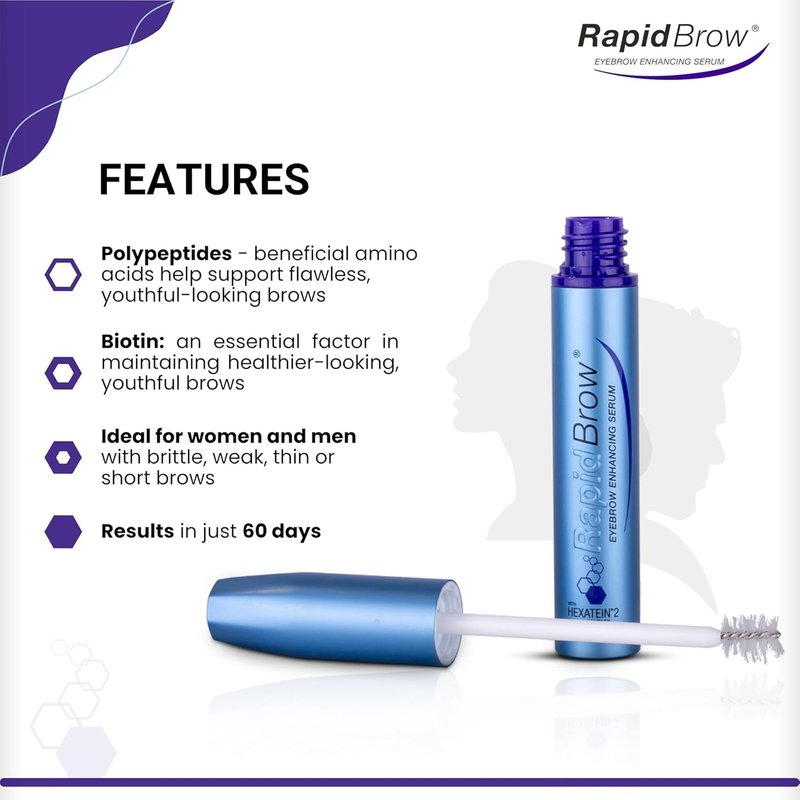 rapidBrow Eyebrow Enhancing Serum - Hydrating Formula for Thicker Brows with Hexatein 2 Complex | 3 mL