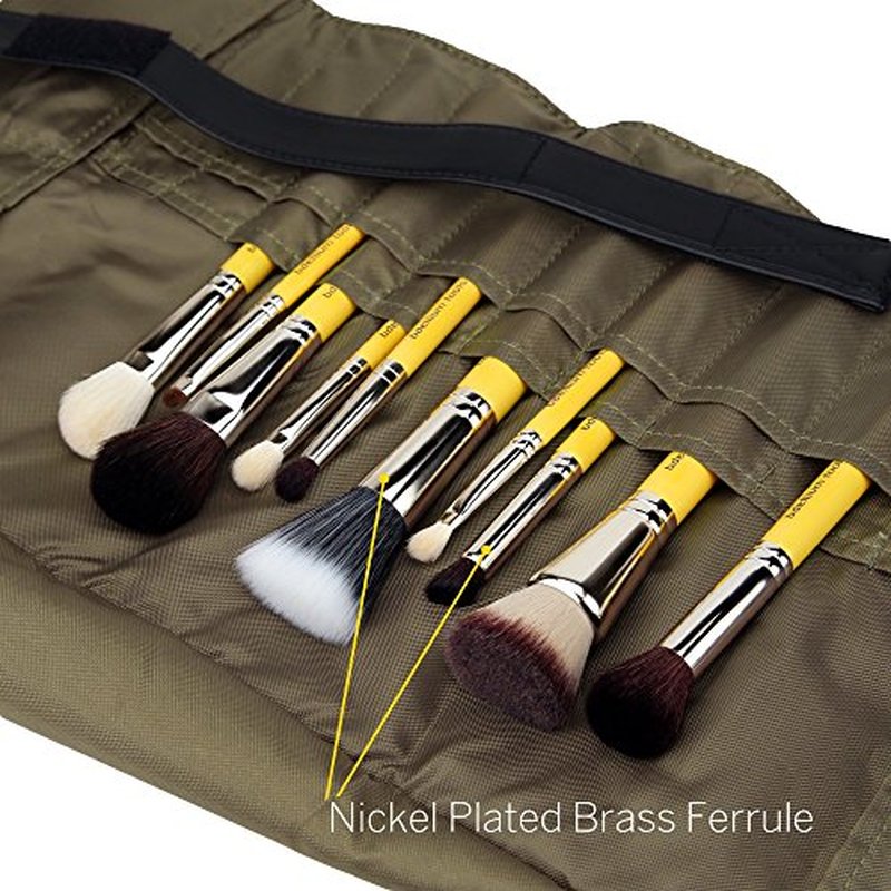 Bdellium Tools Studio Mineral 10pc. Brush Set with Roll-up Pouch - Designed for Use with Mineral Makeup (Yellow, 1pc)