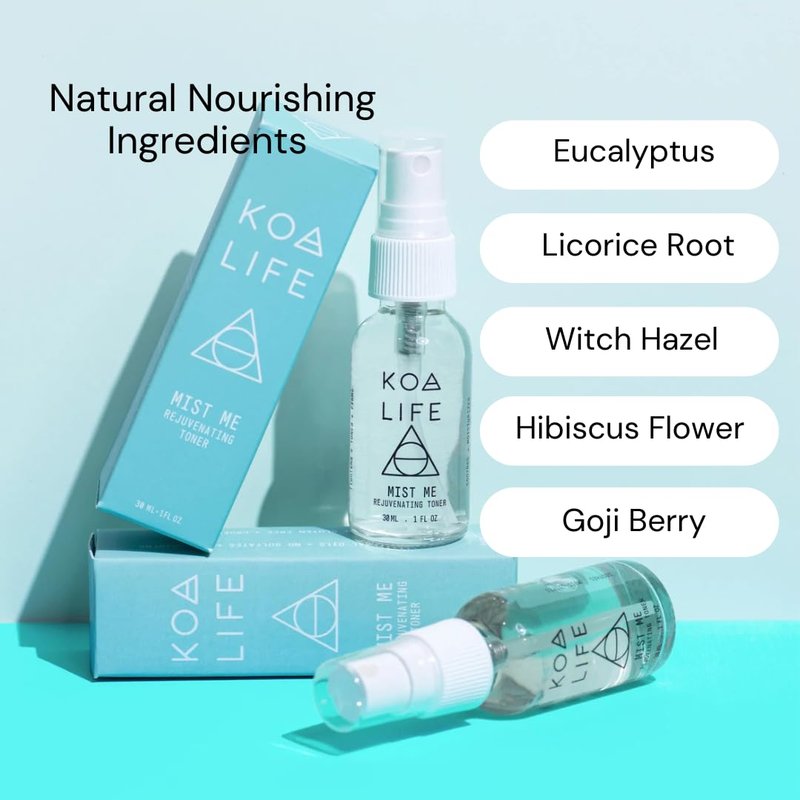 Koa Life Mist Me Rejuvenating Toner - Hydrating Facial Mist Spray, Anti-Aging Properties, Vegan, Witch Hazel, Eucalyptus Face Spray - 1 FL OZ