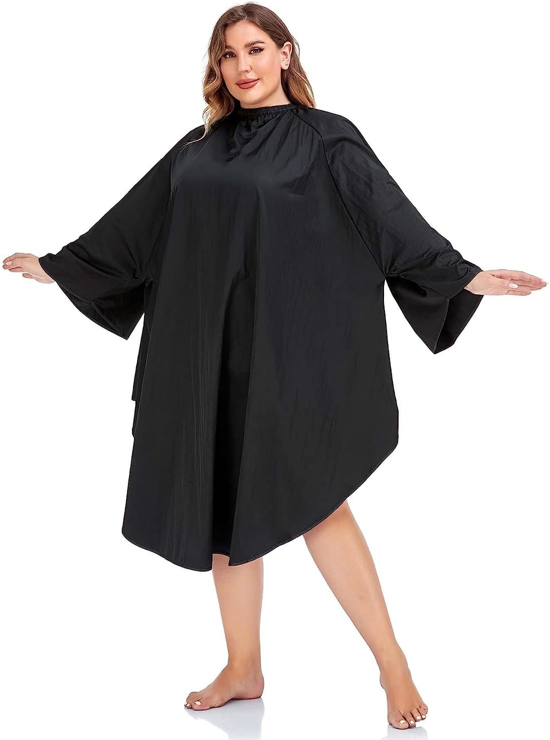 Professional Hair Cutting Cape - Barber Gown with Sleeves | Black Salon Cape