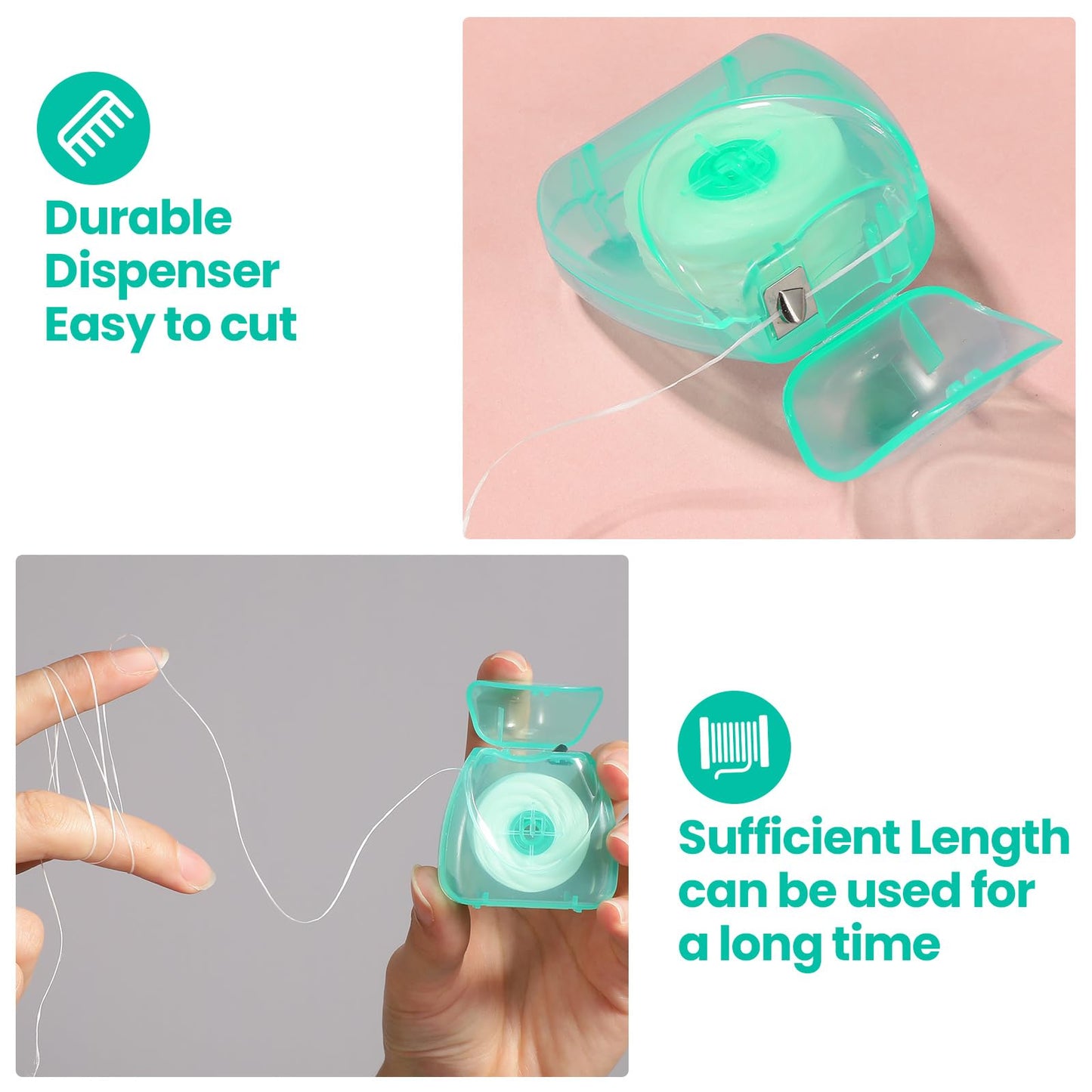 Dandat 30 Boxes Dental Floss Bulk Travel Mint Waxed Dental Floss for Food Removal Tooth Floss Adults, Each Floss Tape 54.68 Yard/ 50m