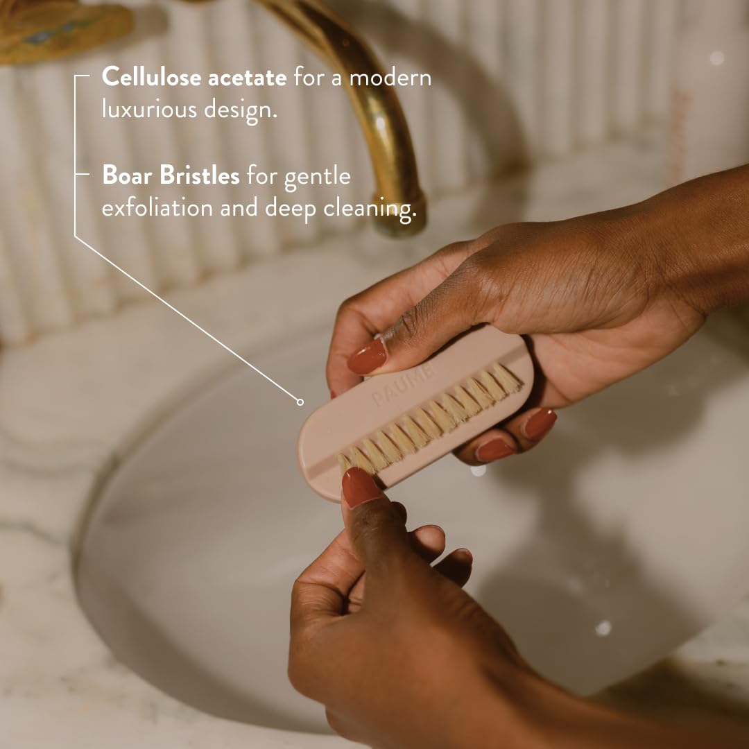 PAUME Hand & Nail Brush - Natural Boar-Bristle Exfoliator for Deep-Cleaning Hands | Wooden Handle