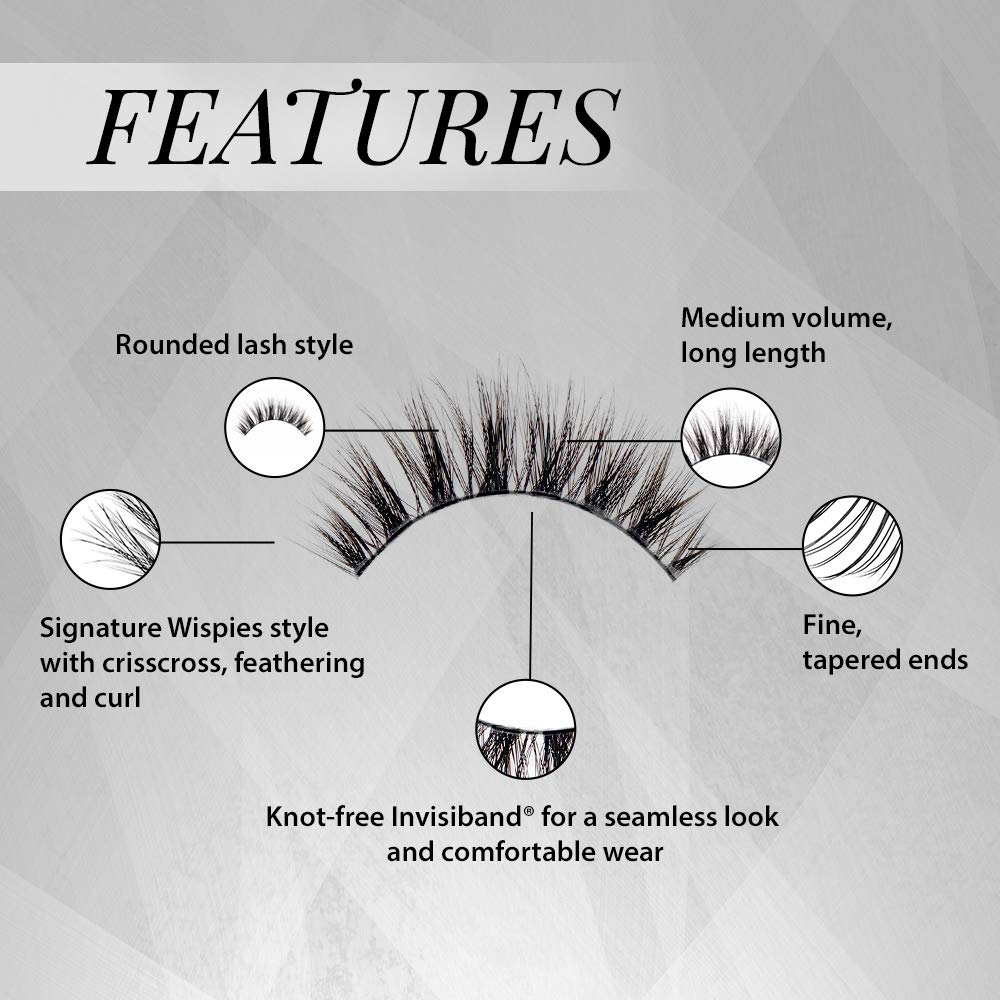 Ardell Faux Mink Lashes Wispies Eyelashes - Lightweight Reusable Strip Lashes with Invisiband, 4 Pack
