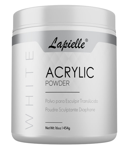 Lapielle Professional Acrylic Powder for Nail Art. Long-lasting, Large capacity and quick dry. Quality Salon Manicure Nail extension CLEAR, PINK, & WHITE (16oz) (White)