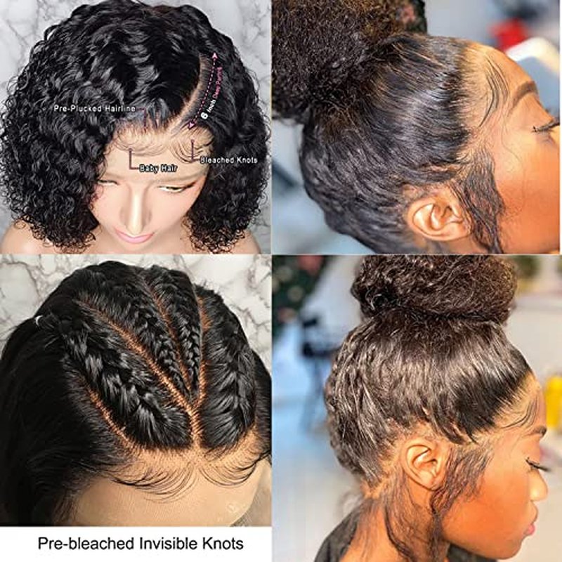 13x6 Lace Frontal Wigs for Black Women Pre Plucked Lace Wig Glueless Brazilian Remy Human Hair Wigs with Baby Hair (14 inch, 150% Density Lace Front Wig)