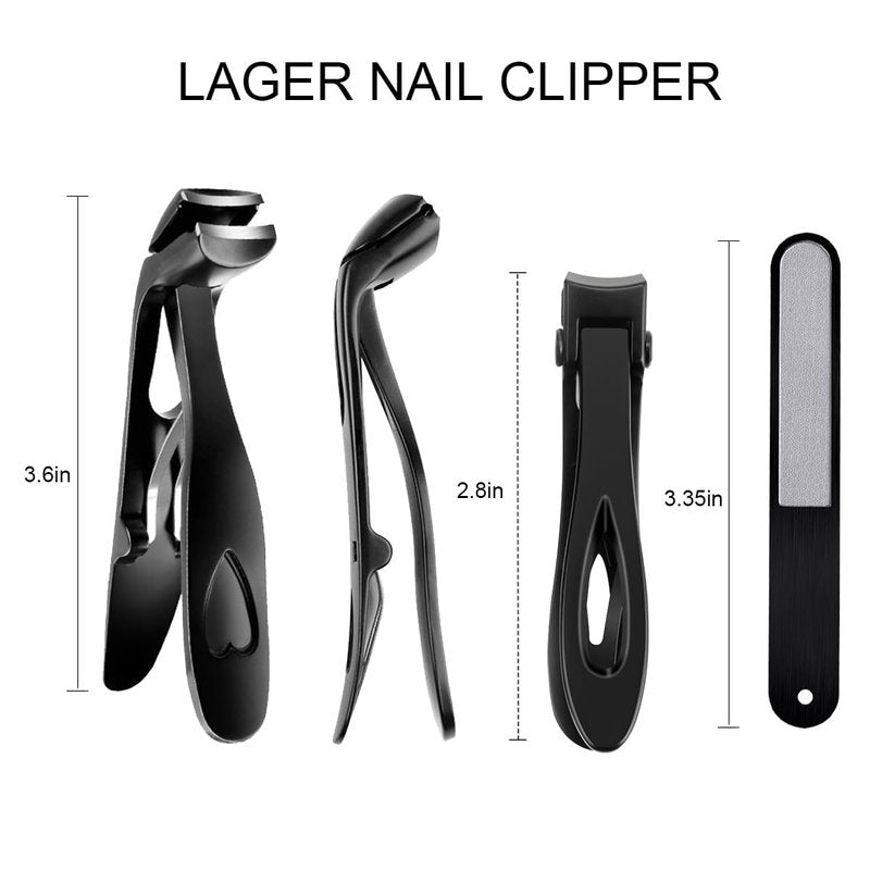 FOTIWESD 3-Piece Nail Clippers Set - Premium Stainless Steel Toenail Clippers for Thick & Ingrown Nails, Ergonomic Heavy Duty Nail Cutter Kit with Nail File for Seniors, Men, Adults