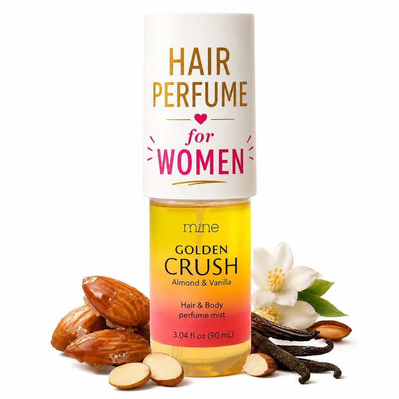 Mine Hair & Body Perfume Mist, Almond Vanilla Scent, Long Lasting Fragrance, Gifts for Women, IFRA Compliant, 3.04 oz