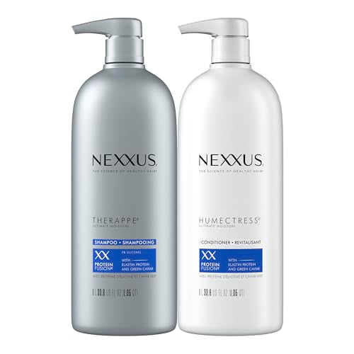 Nexxus Shampoo and Conditioner Therappe Humectress 2 Count for Dry Hair Silicone-Free, Moisturizing Caviar Complex and Elastin Protein for thicker and stronger hair 33.8 oz