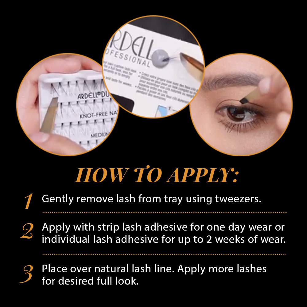Ardell 3D Individuals Lashes Medium Black False Lashes - Natural Looking DIY Lash Clusters, Eyelash Extensions, 4 Pack