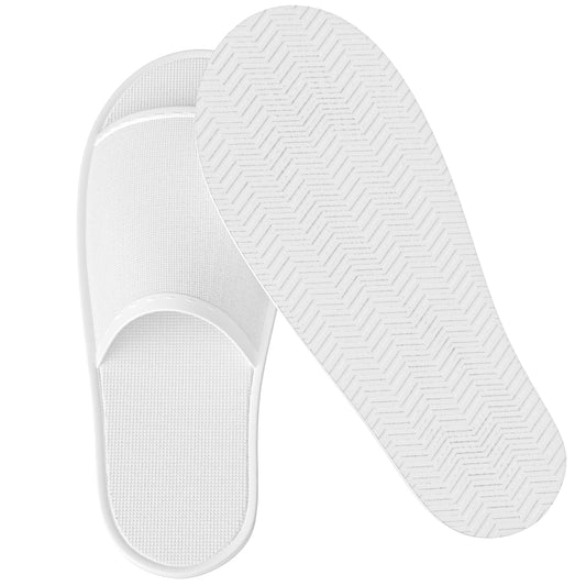 Maeline 12 Pairs Spa Slippers, Open Toe, Breathable, Non-Slip, Disposable Slippers for Guests, Family, House, Indoor, Hotel, Retreat, Salon, Wedding, Travel for Women & Men, White