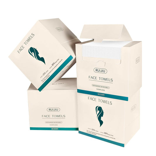 200 Count 4 PACK Disposable Face Towel, Large Size 10"X 12", Disposable Face Cloths, 100% Biodegradable Towel, Skin Soft and Thick for Washing Face