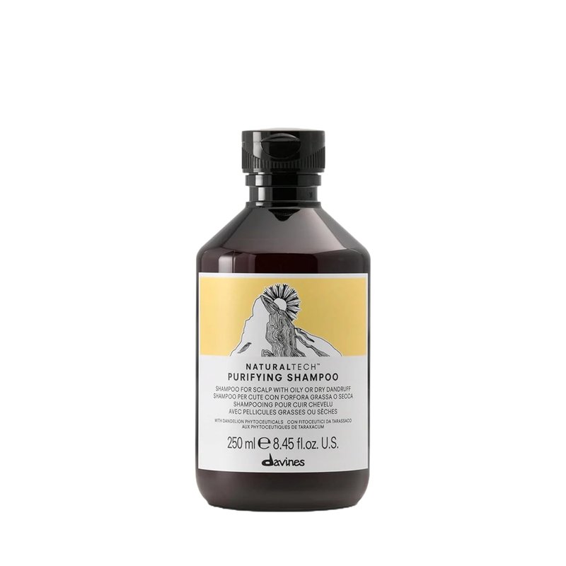 Davines Naturaltech Purifying Shampoo - Clarifying Anti-Dandruff Cleanser with Dandelion | 8.45 Fl Oz