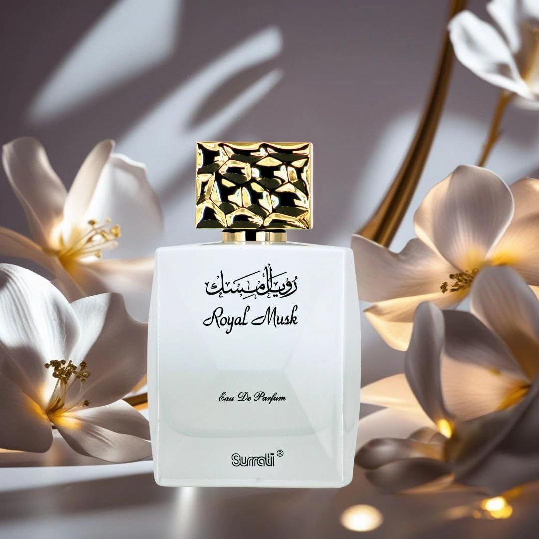 Surrati Royal Musk Eau de Parfum for Women 100ML | Long Lasting Arabian Perfume Spray with Citrus, Musk & Rose Notes
