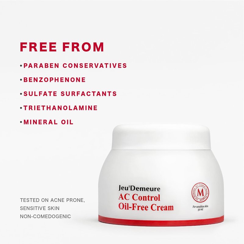 JEU'DEMEURE Korean skin care Acne Control Treatment Oil-Free Cream for Sensitive Skin, Pimple Breakout, Peptide, Calming, Blemish Acne 1.69 fl oz