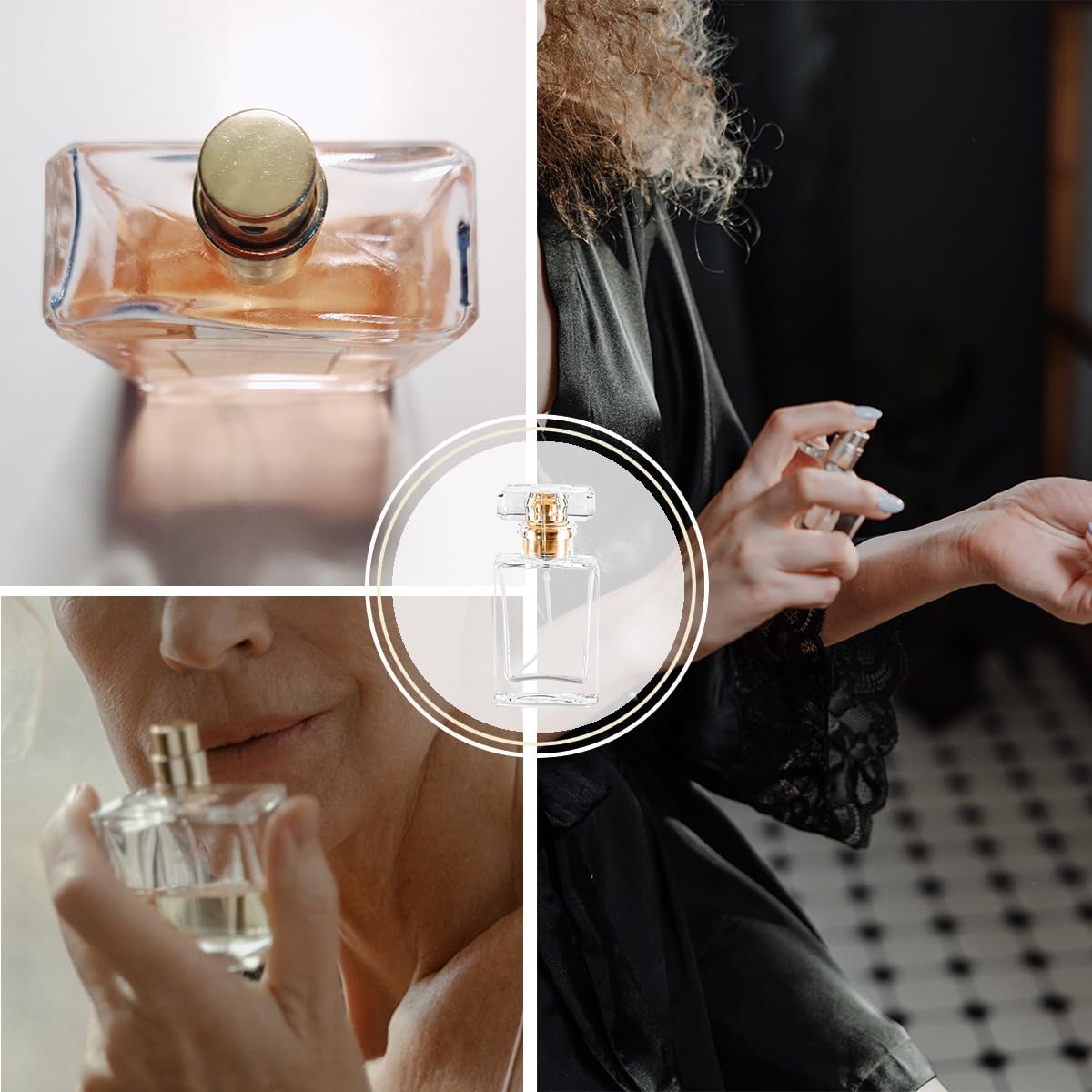 Glass Perfume Bottle Empty Refillable 12Pack Clear Travel Perfume Spray Atomizer Bottle 30ml Perfume Fine Mist Spray Perfume Bottle Atomizer Container with Sprayer Applicator (Clear Square 30ml 12PCS)