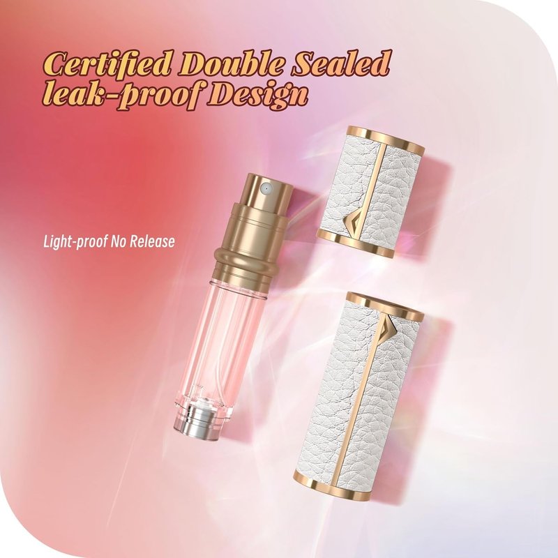 Full-Grain Leather Perfume Atomizer Set | 5ml Leak-Proof Portable Spray Bottles | Premium Makeup Perfume Storage Essential, Mini Travel Spray Bottle Refillable for Women Men, 3PCS