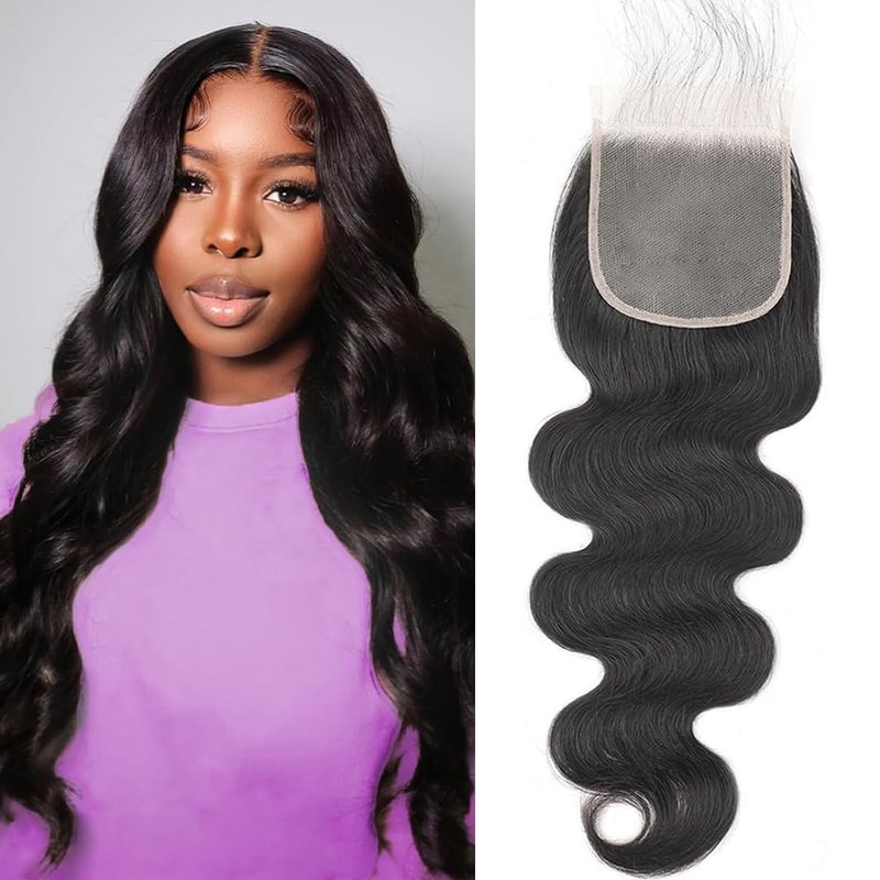 5x5 Lace Closure Body Wave HD Lace Closure Pre Plucked 100% Brazilian Virgin Human Hair Extensions for Black Women with Baby Hair Free Part Natural Color