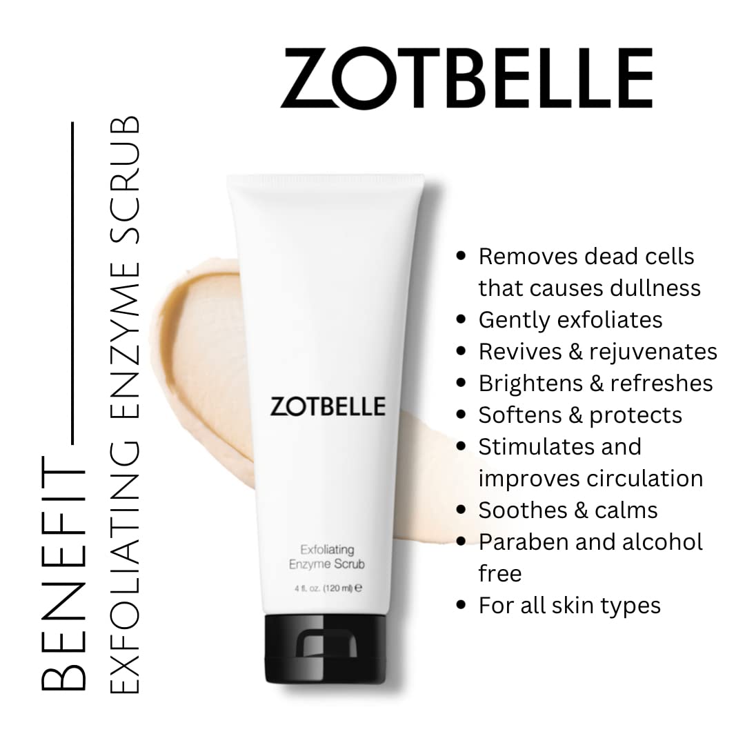 ZOTBELLE EXFOLIATING ENZYME SCRUB Perfect to Remove Residual Dead Skin Cells and Particles from the Face, Through Gentle Exfoliation with Jojoba Esters.
