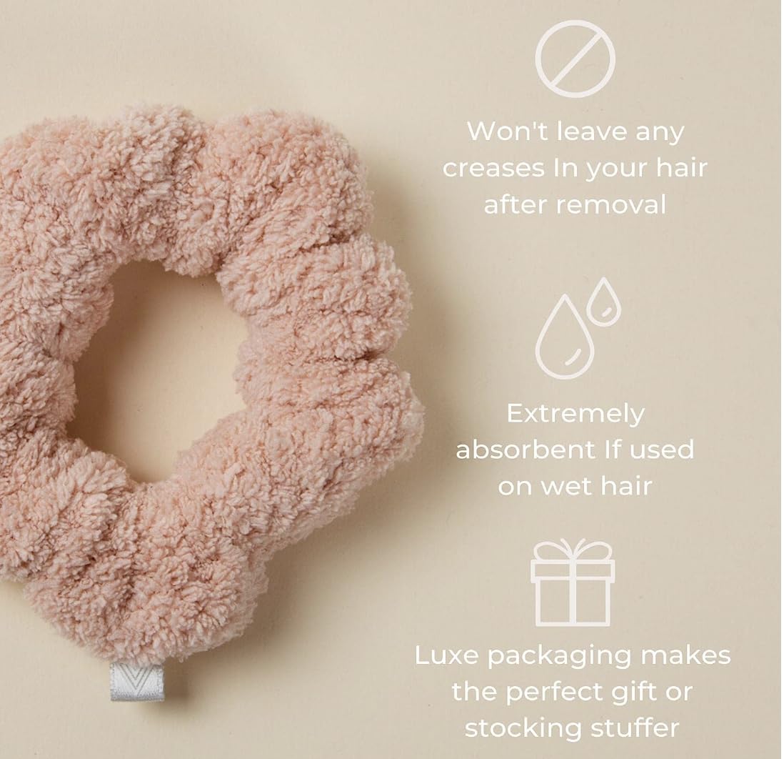 VOLO Salt White Spa Headband & Scrunchie Set - Ultra Soft, Absorbent Microfiber - 2 Count