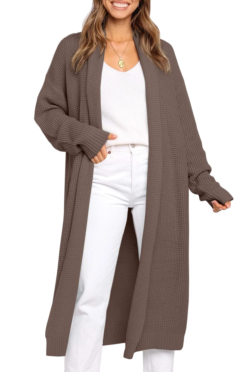 LILLUSORY Long Cardigan Sweaters for Women Fall Trendy Oversized Open Front Winter Coat Blazer 2025 Cozy Chunky Knit Sweater Jacket Outwear Coats Khaki M