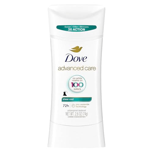 Dove Advanced Care Antiperspirant Deodorant Stick Sheer Cool for Soft, Resilient Skin, with 72-Hour Sweat & Odor Protection, 2.6 oz