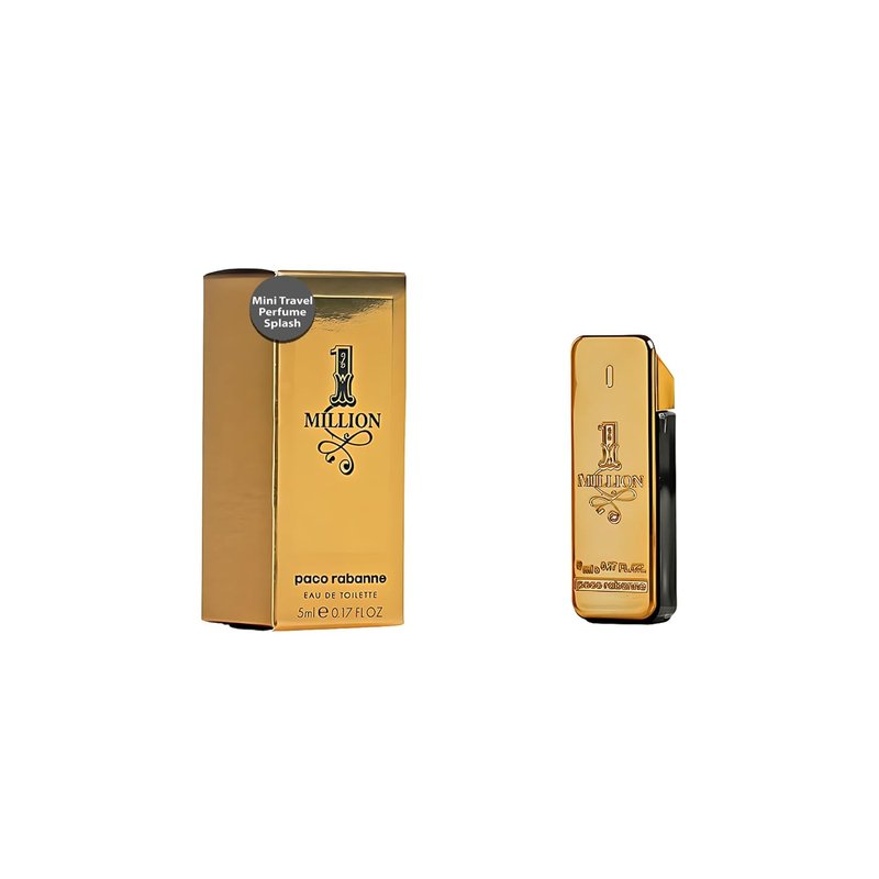 Paco Rabanne 1 Million Men's Perfume - Mini Eau de Toilette Splash, 0.17 Fl Oz | Luxury Fragrance