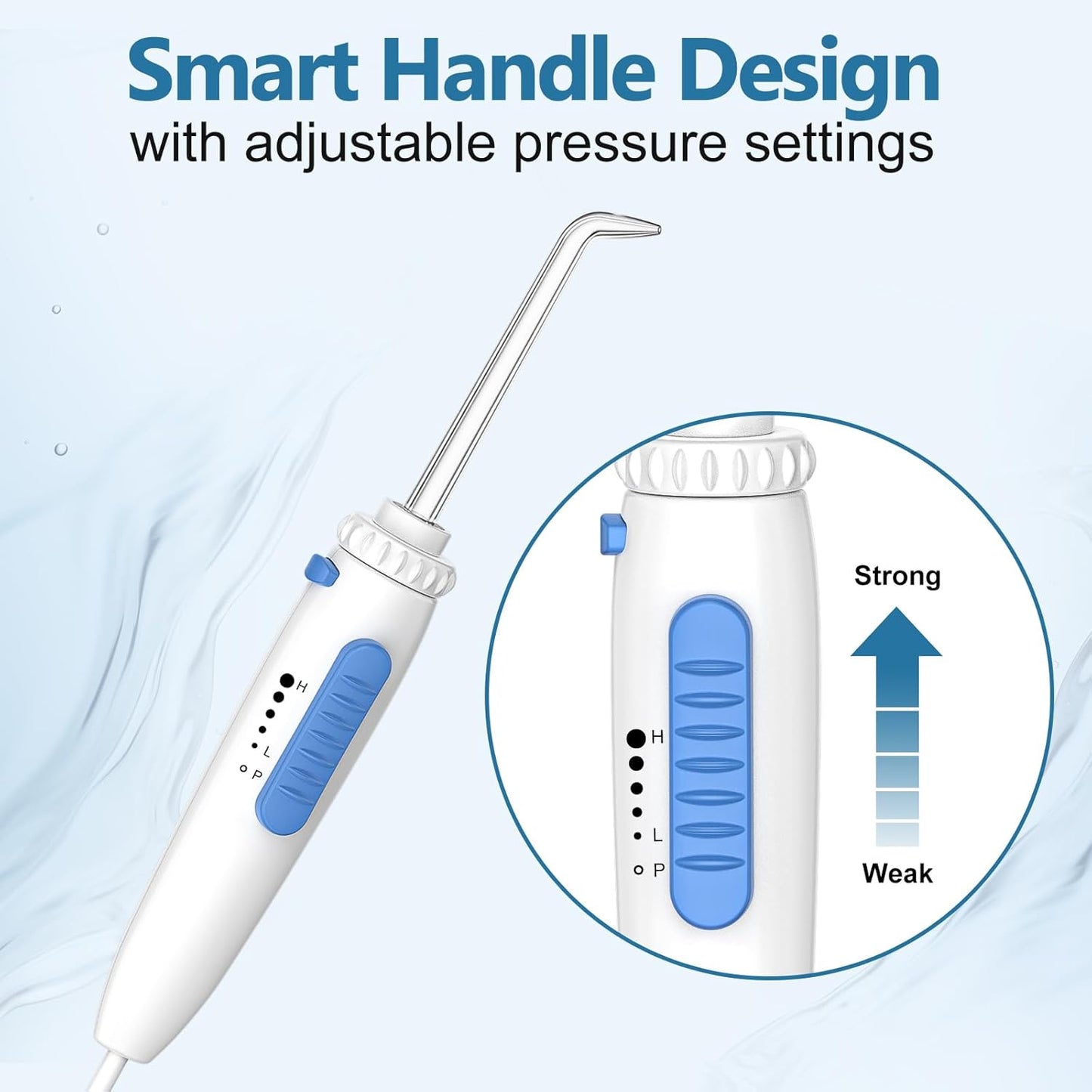 H2ofloss Dental Water Flosser - Professional Oral Irrigator with 12 Tips & 800ml Capacity | Quiet Design