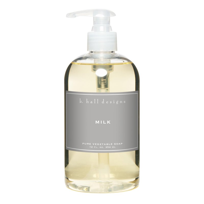 K. Hall Designs Washed Cotton Liquid Hand Soap, Refreshingly Clean Scent with Lavender and Chamomile, Natural Liquid Soap for Bathroom & Kitchen, Plant-Based Formula, 12 fl oz