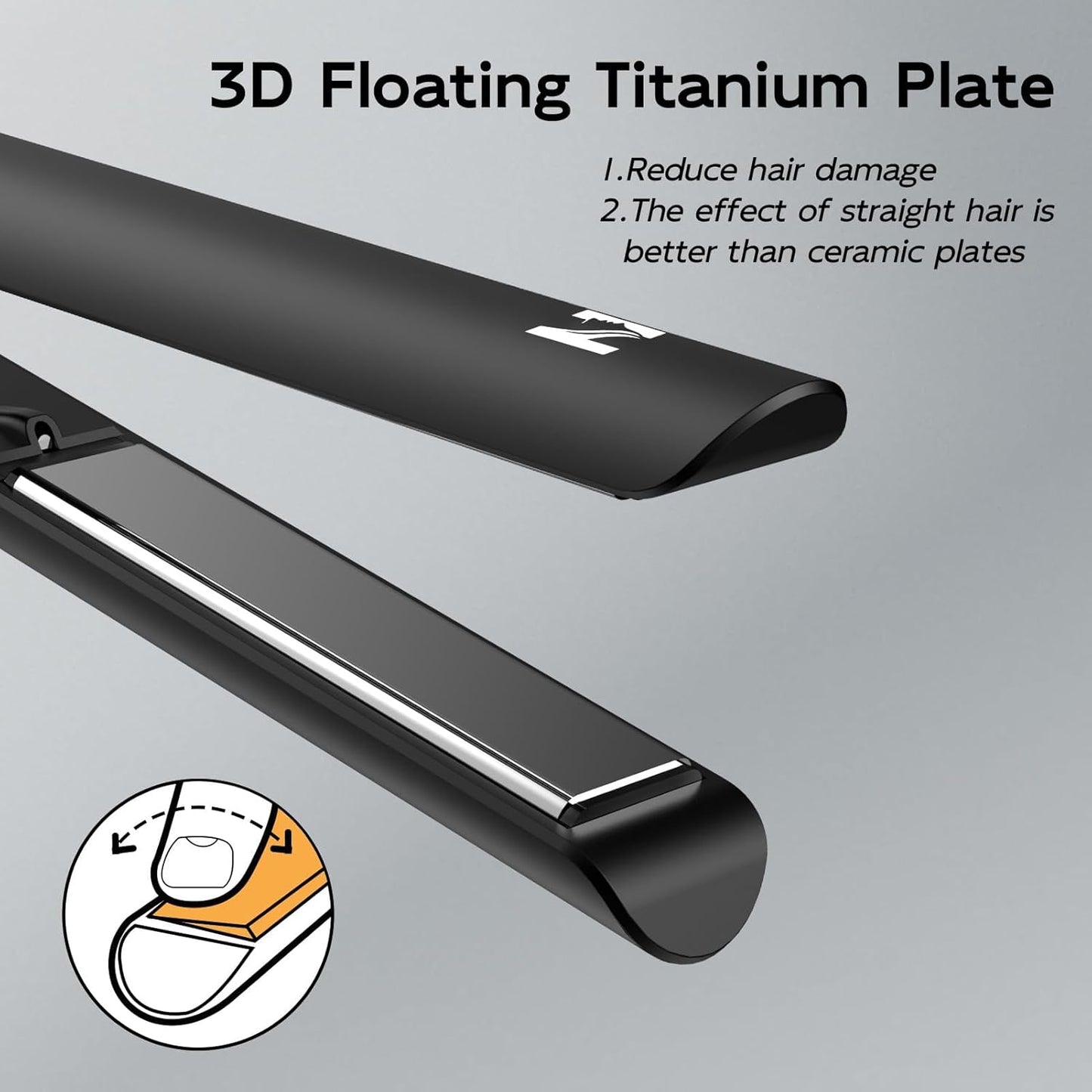 Flat Iron Hair Straightener - 1 Inch Titanium Curler with Fast Heating & 5 Temp Settings | Travel-Friendly Design
