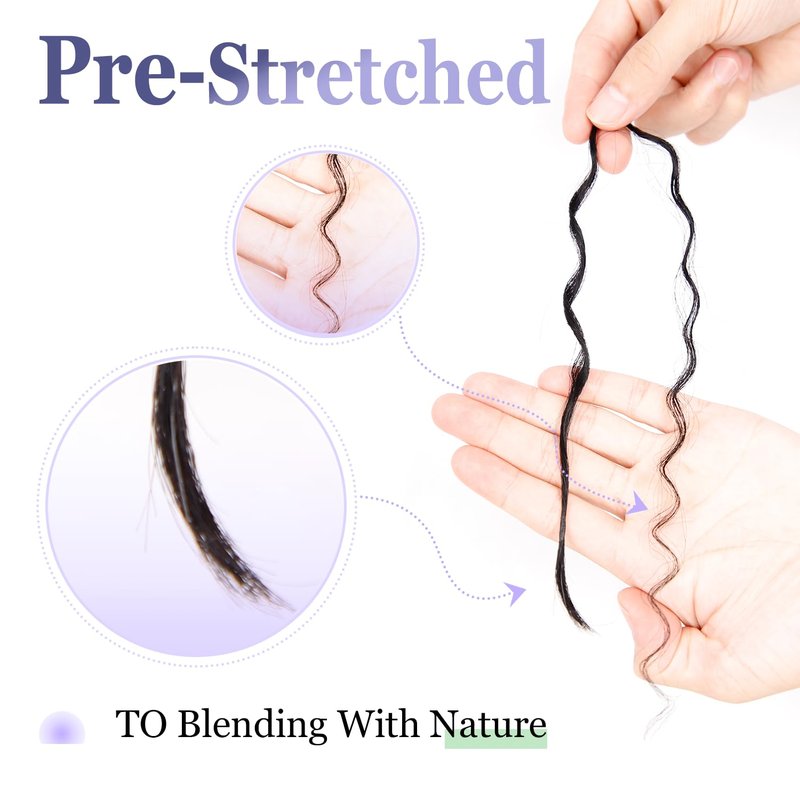 Pre-Divided Human Braiding Hair - Water Deep Wave Curly Extensions for Boho Braids | 18" 80 Strands, Color 1B