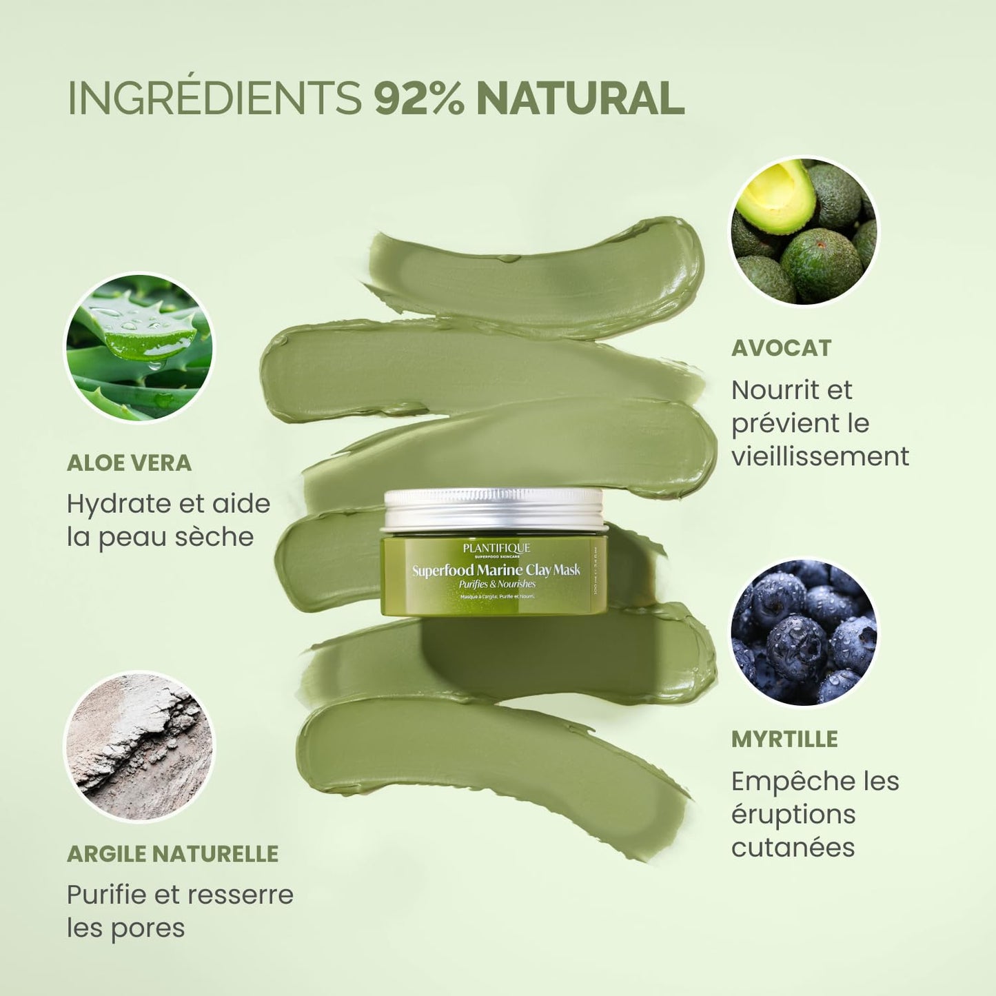 PLANTIFIQUE Korean Skin Care Face Mask with Avocado & Superfoods and Under Eye Patches (20 pairs)