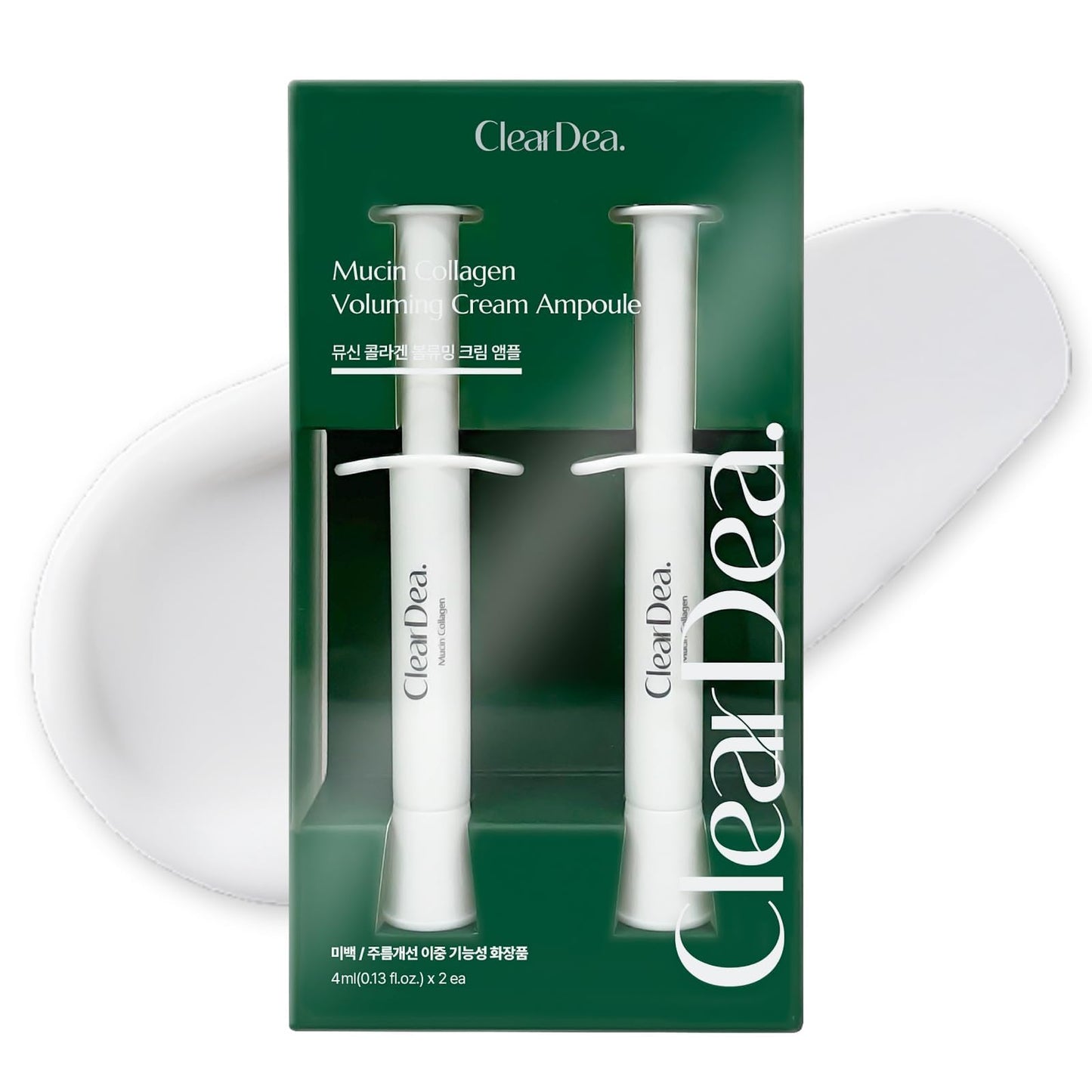 ClearDea Mucin Collagen Voluming Ampoule Moisturizer Face Cream (Dual Collagen + Mucin Care) – Deep Hydrating Facial Skin Care for Women, Glow Up Skincare Essentials - 0.14 Fl Oz x 2ea (Pack of 1)