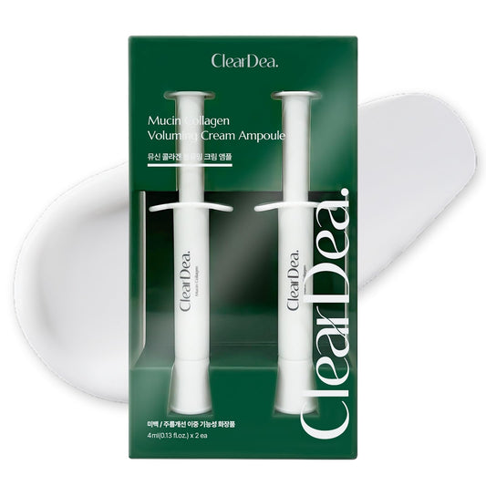 ClearDea Mucin Collagen Voluming Ampoule Moisturizer Face Cream (Dual Collagen + Mucin Care) – Deep Hydrating Facial Skin Care for Women, Glow Up Skincare Essentials - 0.14 Fl Oz x 2ea (Pack of 1)