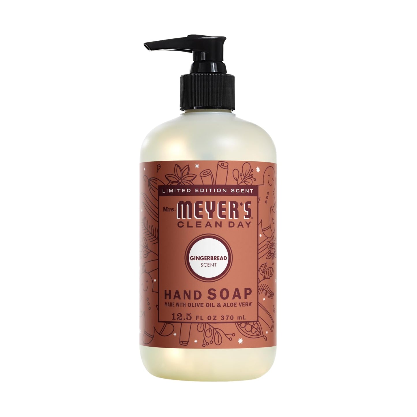 Mrs. Meyer’s Clean Day Liquid Hand Soap 6 Pack Variety, Gingerbread, Iowa Pine, Peppermint, Lavender, Lemon Verbena, Basil, 12.5 OZ Each, 1 CT