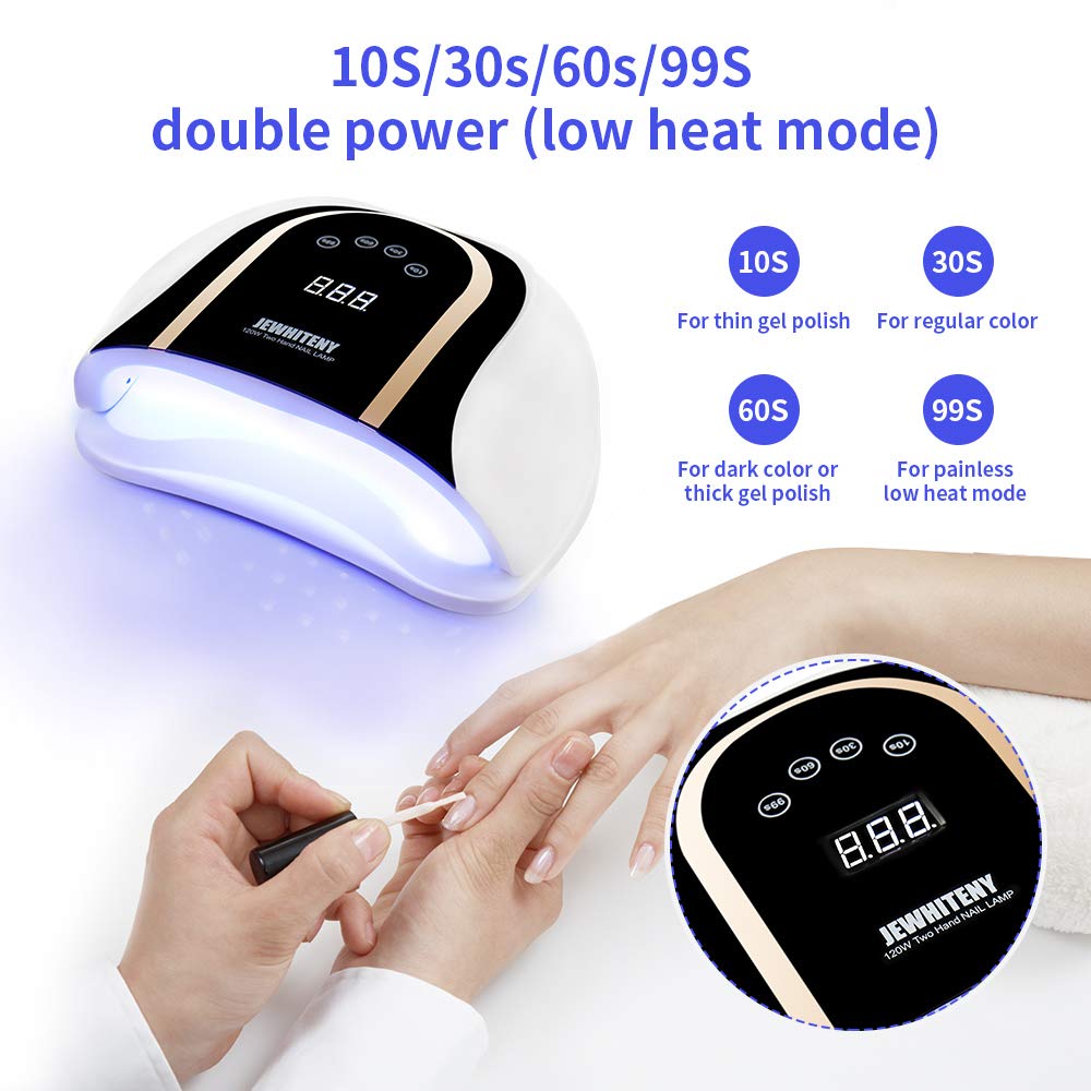 JEWHITENY 120W UV LED Nail Lamp, Faster Nail Dryer for Gel Polish with 4 Timer Setting, Professional Gel Nail UV Light for Two Hand Curing Lamp with 54 Pcs Light Bead Auto Sensor Nail Machine