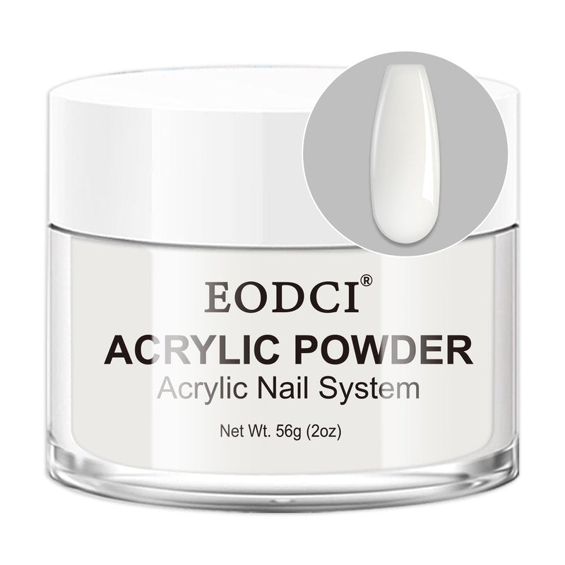 Eodci White Acrylic Powder, 56g/2oz Acrylic Powder Large Capacity Professional Acrylic Nail Powder for Nail Acrylic Extension, Nail Carving, Long-Lasting, No Nail Lamp Needed