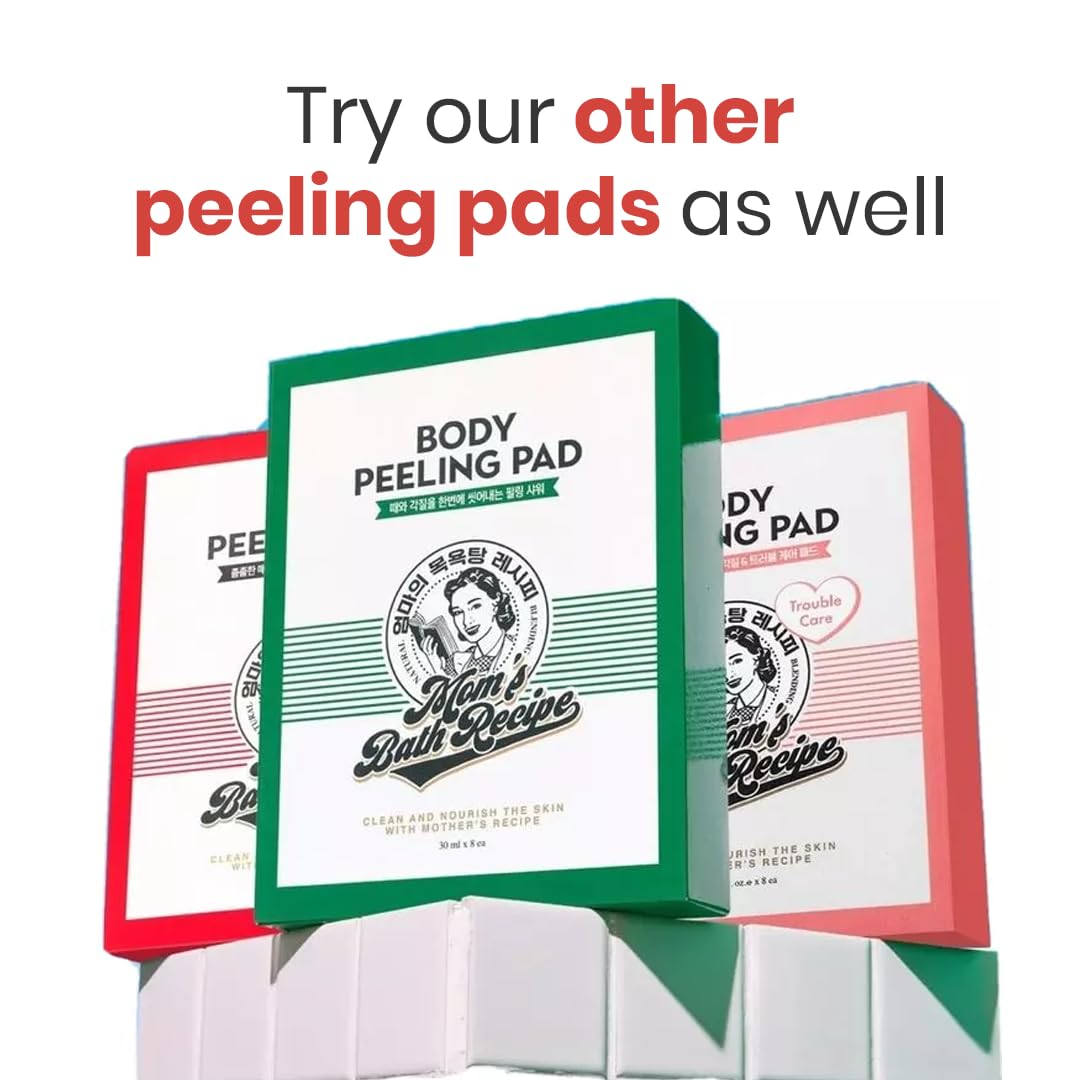 Mom’s Bath Recipe Body Peeling Pad Strong, All in One Bubble Body Wash & Scrub Gloves with Kelp & Biotics, Intense Exfoliating Mitts for Dead Skin Cells, Goosebumps and Scaly Skin, 8 Sheets