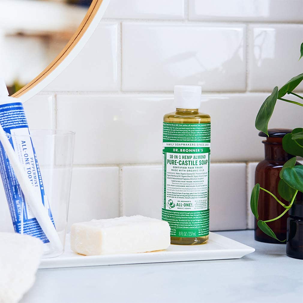 Dr. Bronner's Pure-Castile Liquid Soap - Almond Scent, 32 oz | Organic, Vegan, 18-in-1 Uses