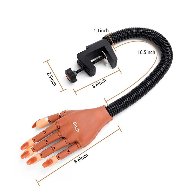 Acrylic Nail Practice Hand - Flexible Mannequin for Nail Art | 200 Pcs Fake Nail Tips Included