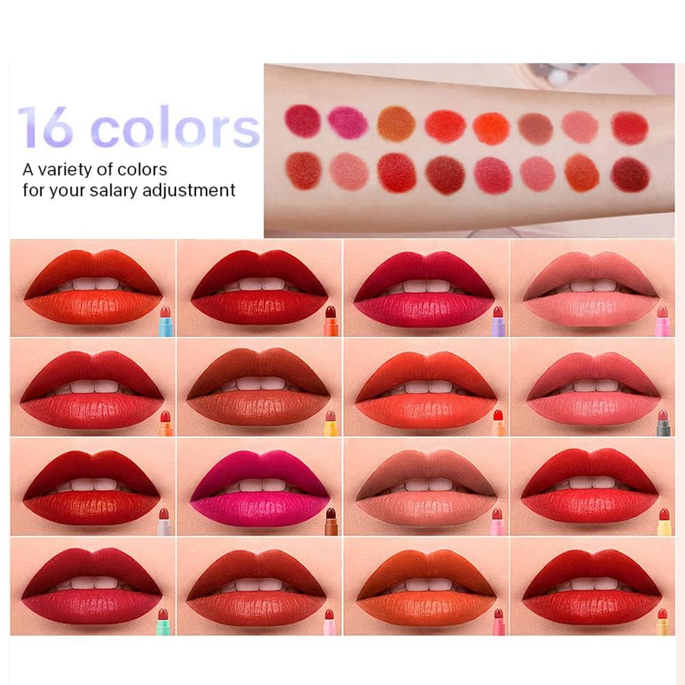 SWETIYOU 16 Pcs Mini Pills Lipstick Capsule Set, Waterproof Long Lasting Mini Matte Lipstick Set, Cute Capsule Velvet Matte Lipstick Set, Lipstick Bulk for Women
