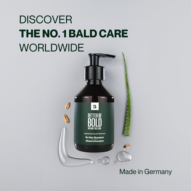 BETTER BE BOLD Nourishing No Hair Shampoo, Gentle Cleansing for Bald Heads, pH-Neutral, Soothes irritated Scalp, Almond Oil & Aloe Vera, Made in Germany, 6.76 Fl Oz