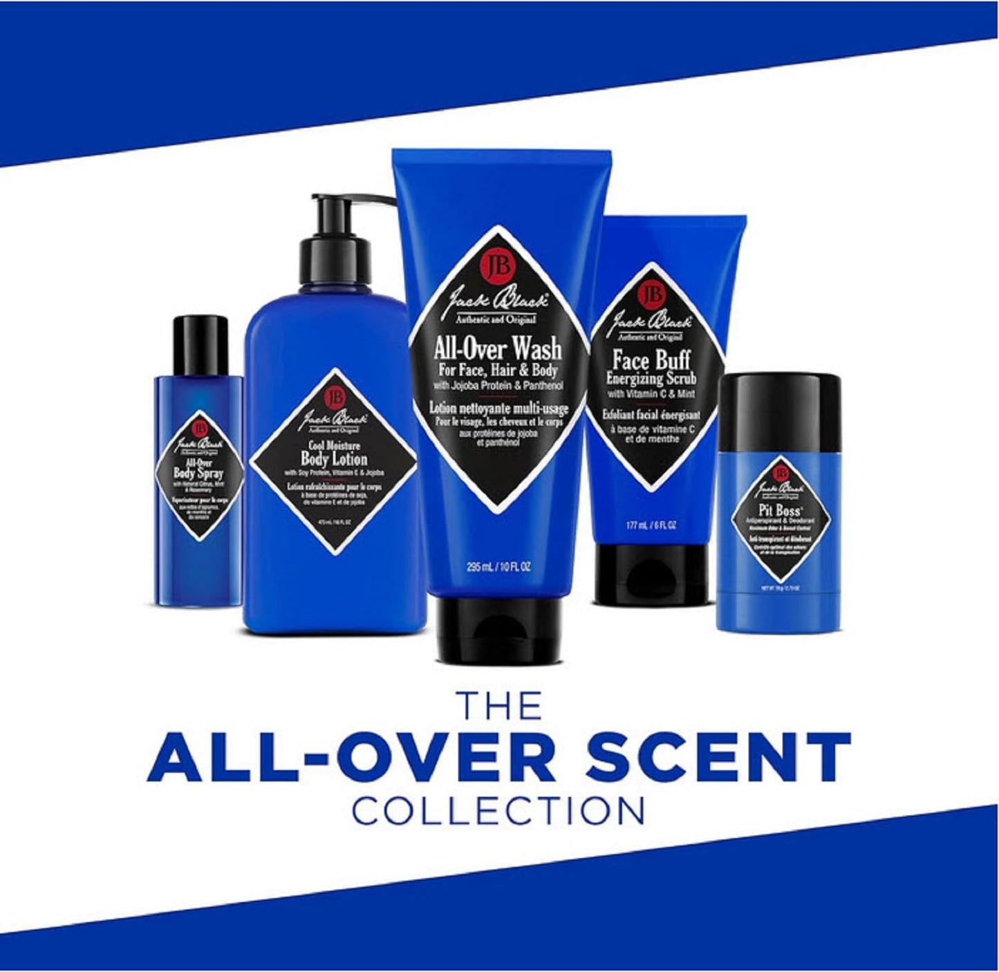 Jack Black All Over Wash Face, Body & Hair Cleanser, 3 Fl Oz – Citrus, Mint & Oakmoss – Mens Face Wash, Body Wash, Shampoo, Skin Care, Hair Care, Multi-Purpose Body Wash Men, Sulfate–Free
